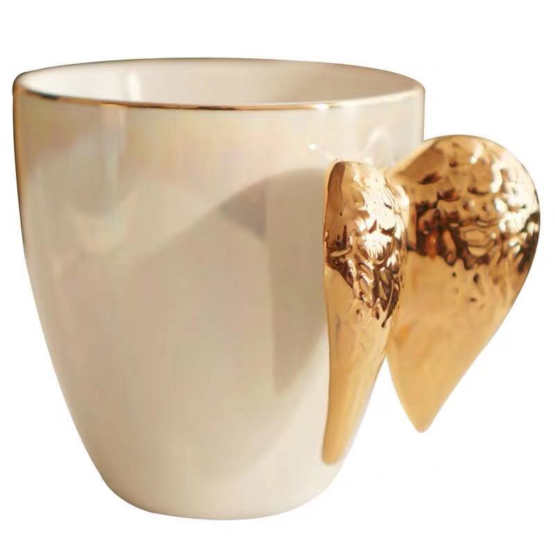 Mug: Golden Wing Angel Mug Stylish Ceramic Mug Pearl Mug