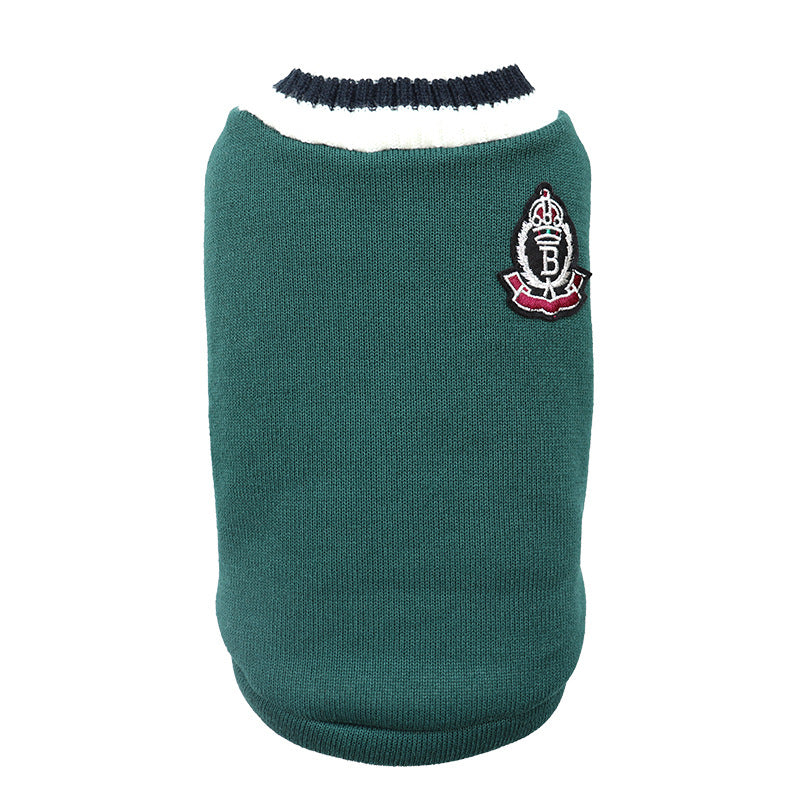College Style V-neck Sweater Pet Clothes Dog Cat