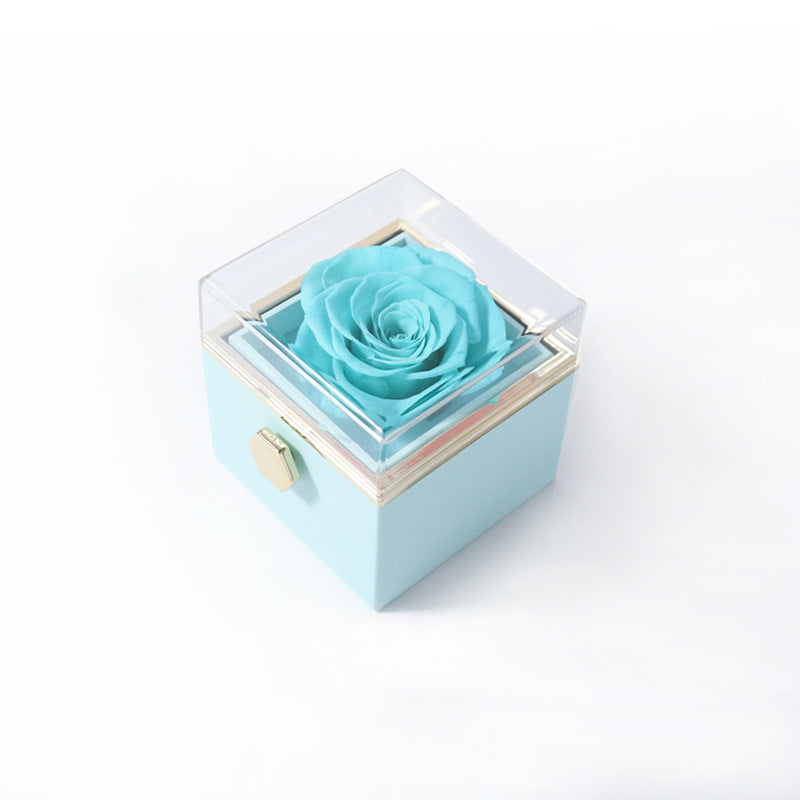 Rotating Preserved Flower Necklace Gift Box