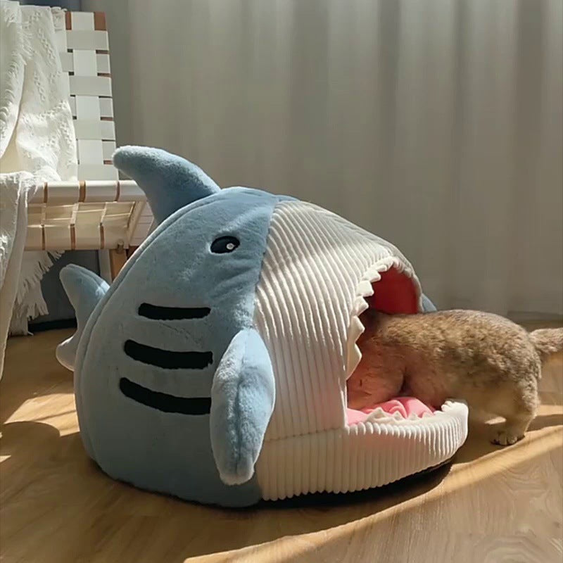 Light Blue Shark Pet Bed Cat Dog