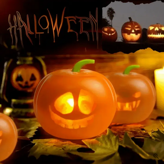 Halloween-themed display with Talking and Singing Pumpkin Projectors and 'Halloween' text.