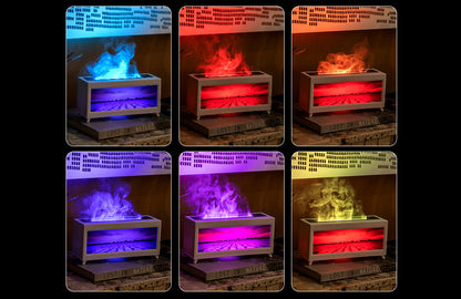 Aromatherapy Humidifier: Winter Fireplace Flame Humidifier, 7 Color Flame, Oil Essential, Aroma Diffuser