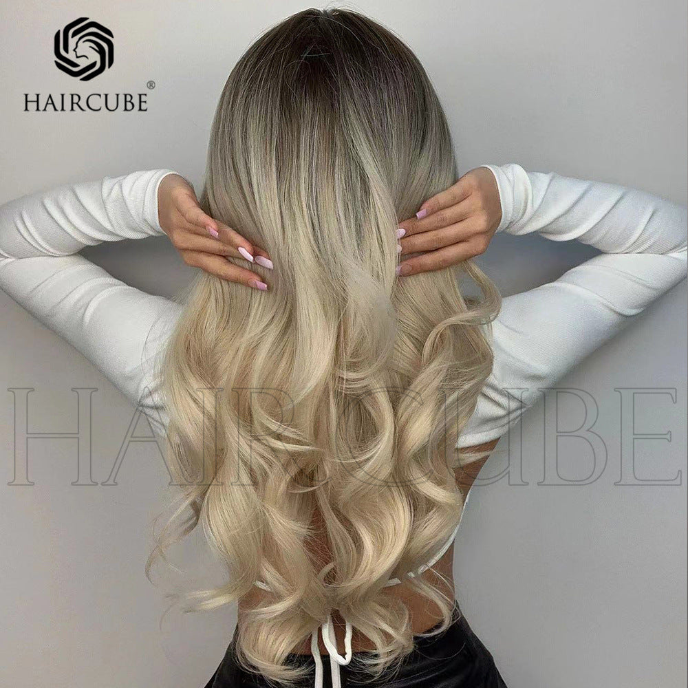 Hair Wigs Elegant Style , Gradient off-white Long Curly Hair Wigs