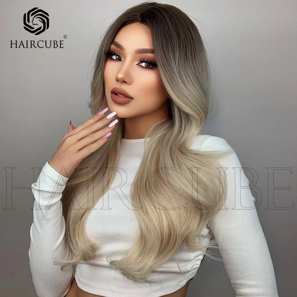 Hair Wigs Elegant Style , Gradient off-white Long Curly Hair Wigs