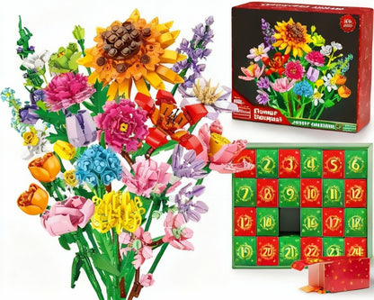 Colorful flower building block set with an advent calendar
